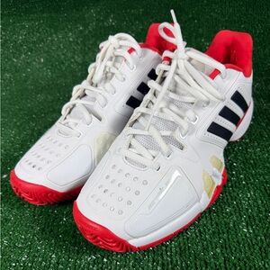 Adidas Barricade Novak Djokovic Tennis Shoes White Red Mens 8